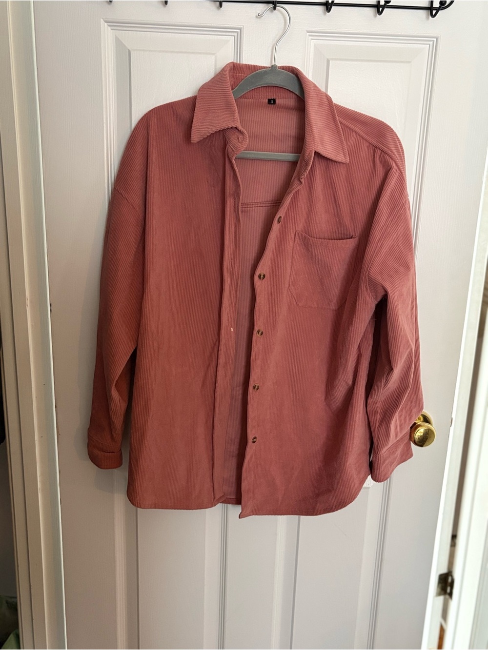 Women’s Corduroy Button-Up Shirt Jacket in Dusty Rose